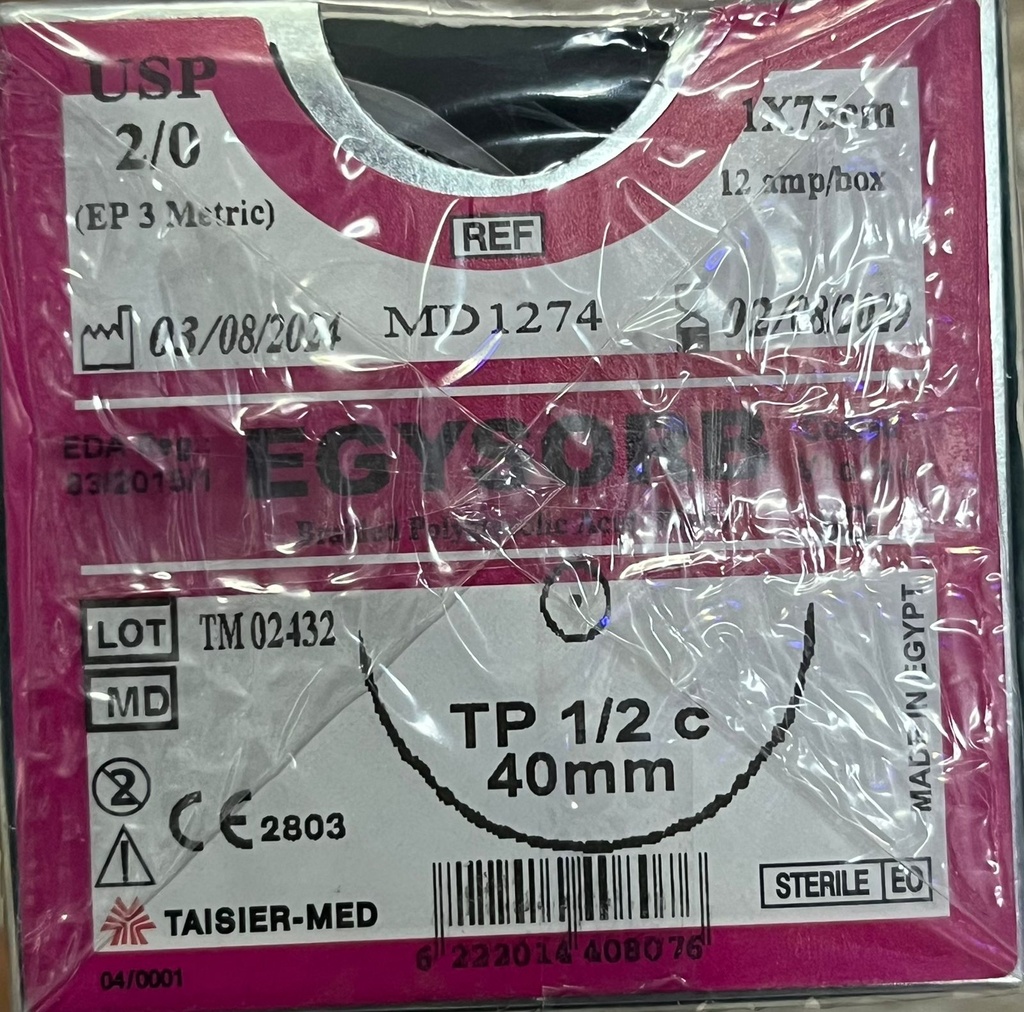 Ficryl 2/0 Rawind 0.75cm EGYSORB