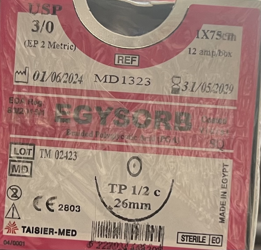 Ficryl 3/0 Rawind 0.75cm EGYSORB