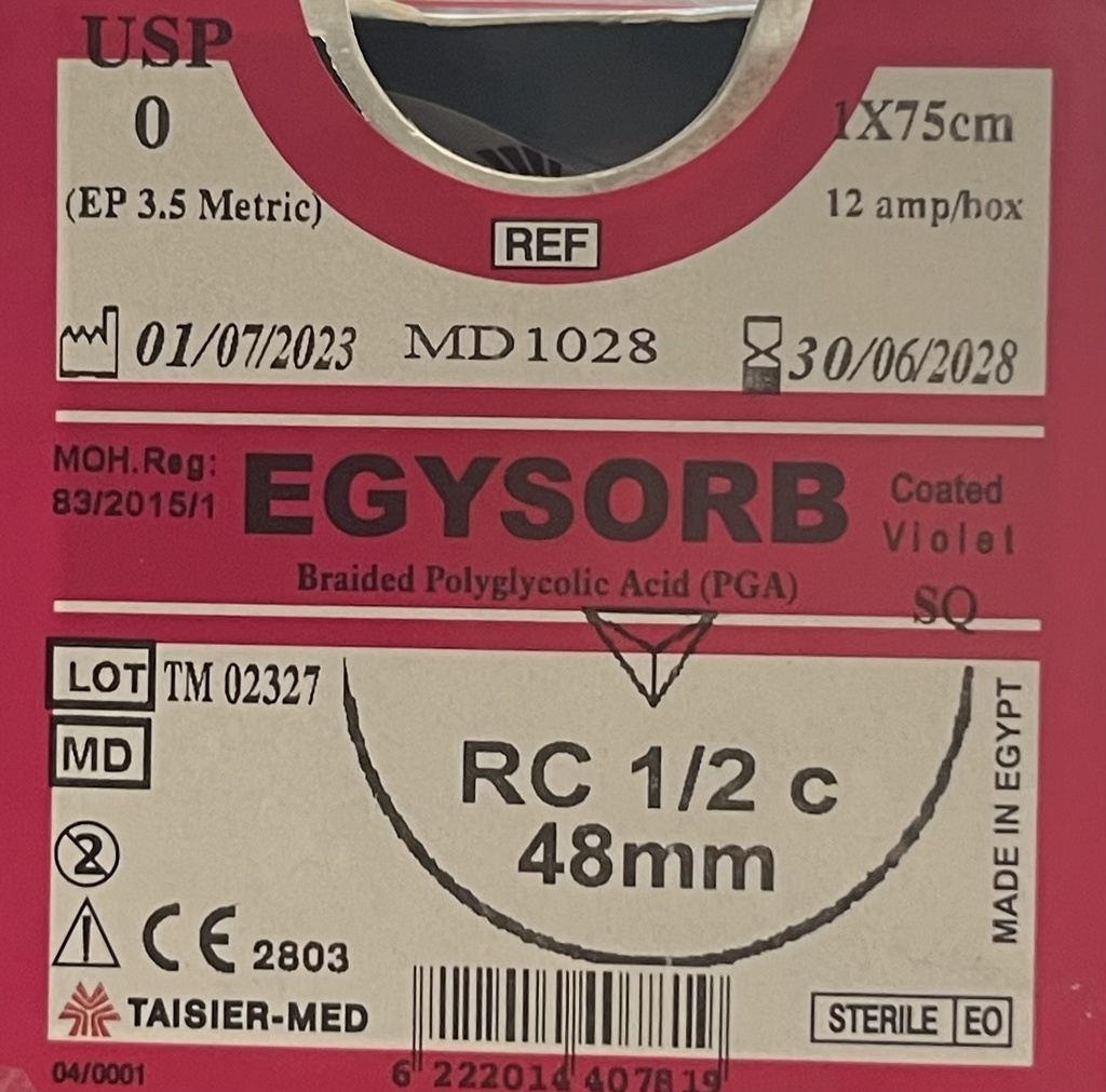 Ficryl 0 cutten 0.75cm EGYSORB
