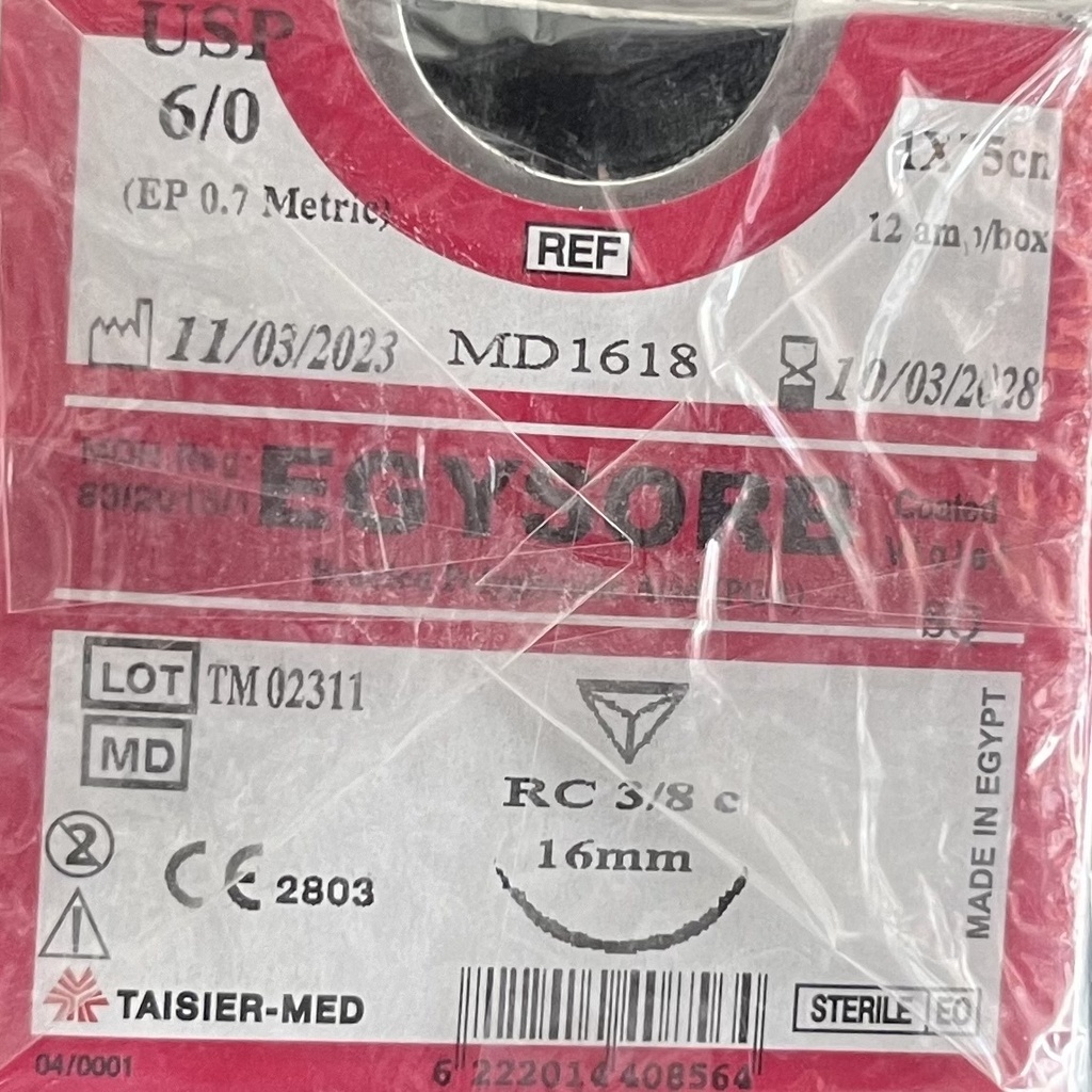 Ficryl 6/0 cutten 0.75cm EGYSORB